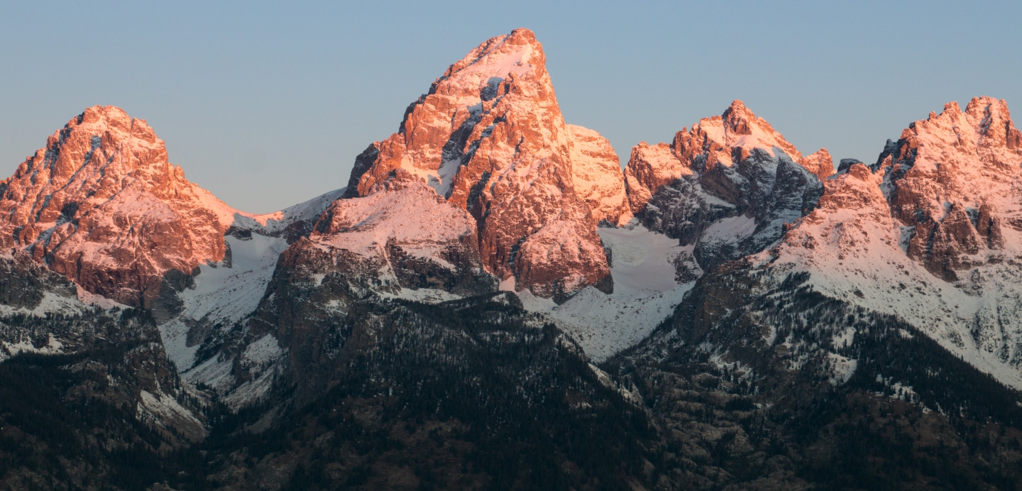 Alpenglow light on the Tetons